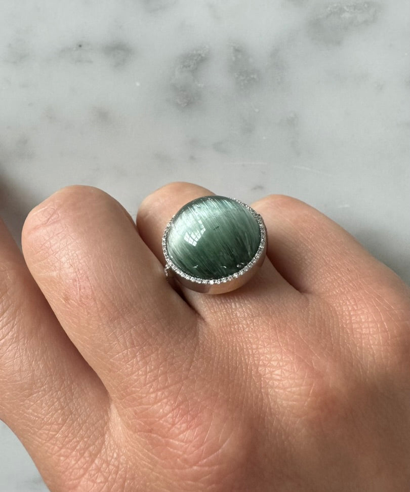 Cat's Eye Green Tourmaline Ring