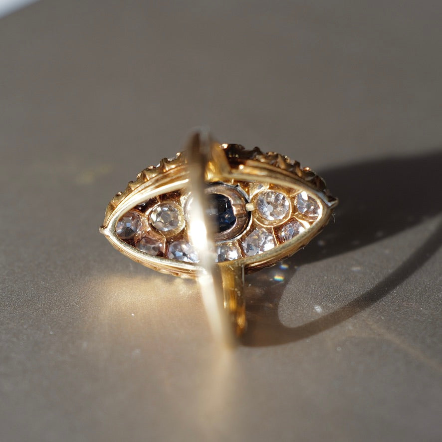 Antique, Edwardian, Diamond & Sapphire Navette Ring