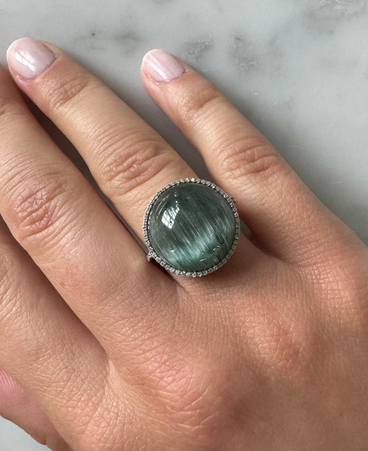 Cat's Eye Green Tourmaline Ring